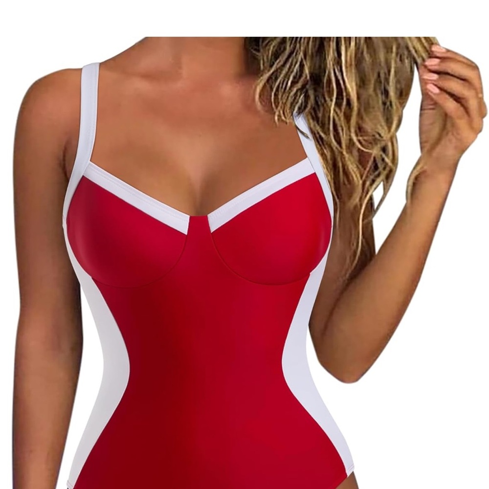 SUUKSESS Women’s One Piece Sexy Tummy Control Criss Cross Back Swimsuit Large